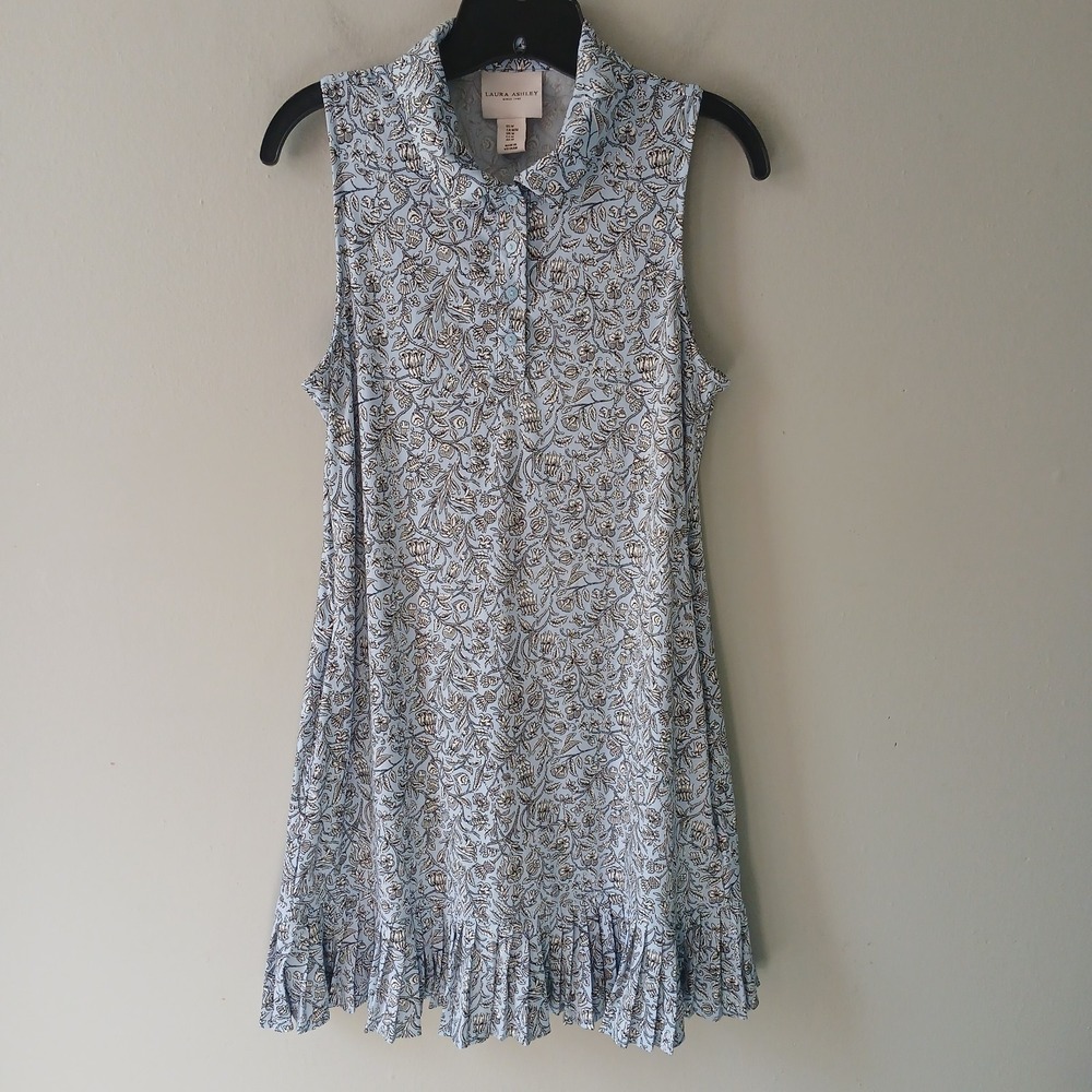 Laura Ashley Women's Size Medium Golf Mini Floral Shift Dress Pleated Hem Pocket